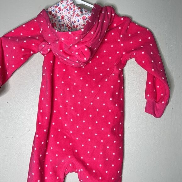Carter's Toddler 24 month Pink Footless Hooded Fleece Zip One Piece. - Picture 7 of 9